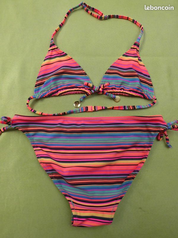 Maillot de bain rayé 2 pièces fille 14 ans (image 3)