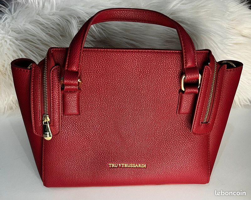 Sac en cuir Trussardi Modele Borsa ligne Bordeaux Tru-Trussardi