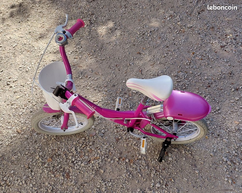 Vélo enfant fille 14 pouces rose avec panier et béquill (image 2)