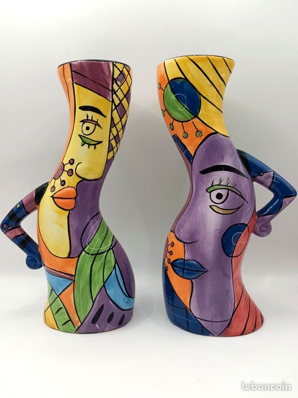 Picasso Muzeum - Paire de bougeoirs & candélabres en céramique Art Abstrait (image 2)