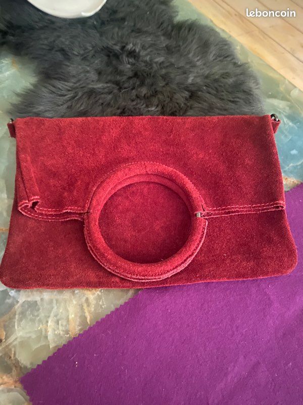 Sac en daim bordeaux neuf (image 1)