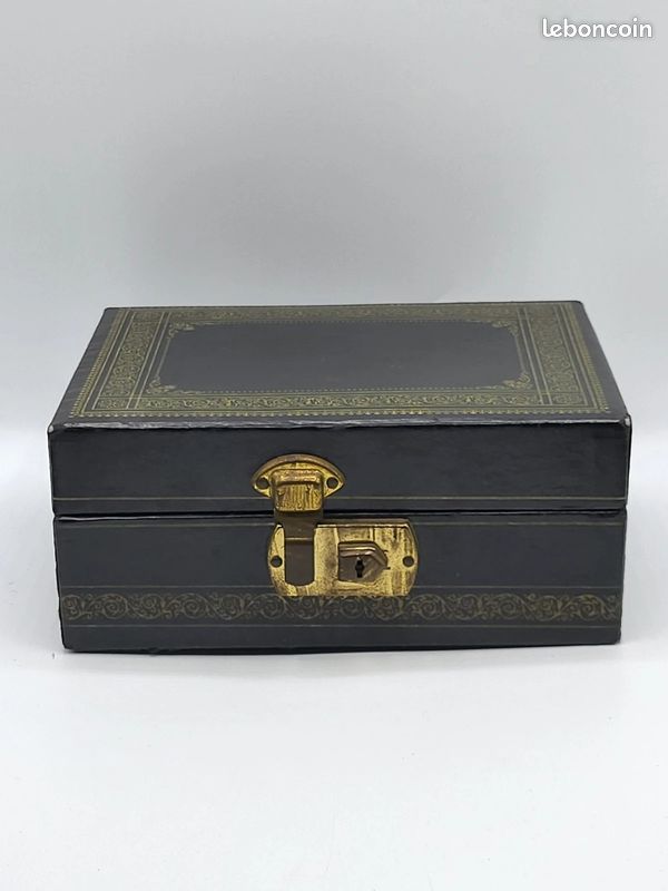 Ancien coffret acajou ancienne boîte Stérémonographe charnières laiton
