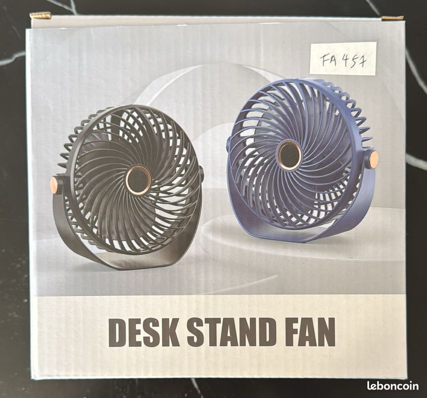 Mini Ventilateur USB De Bureau 5 Vitesses – Portable Silencieux 360°, Batterie 2000 MAh, Veilleuse & Crochet