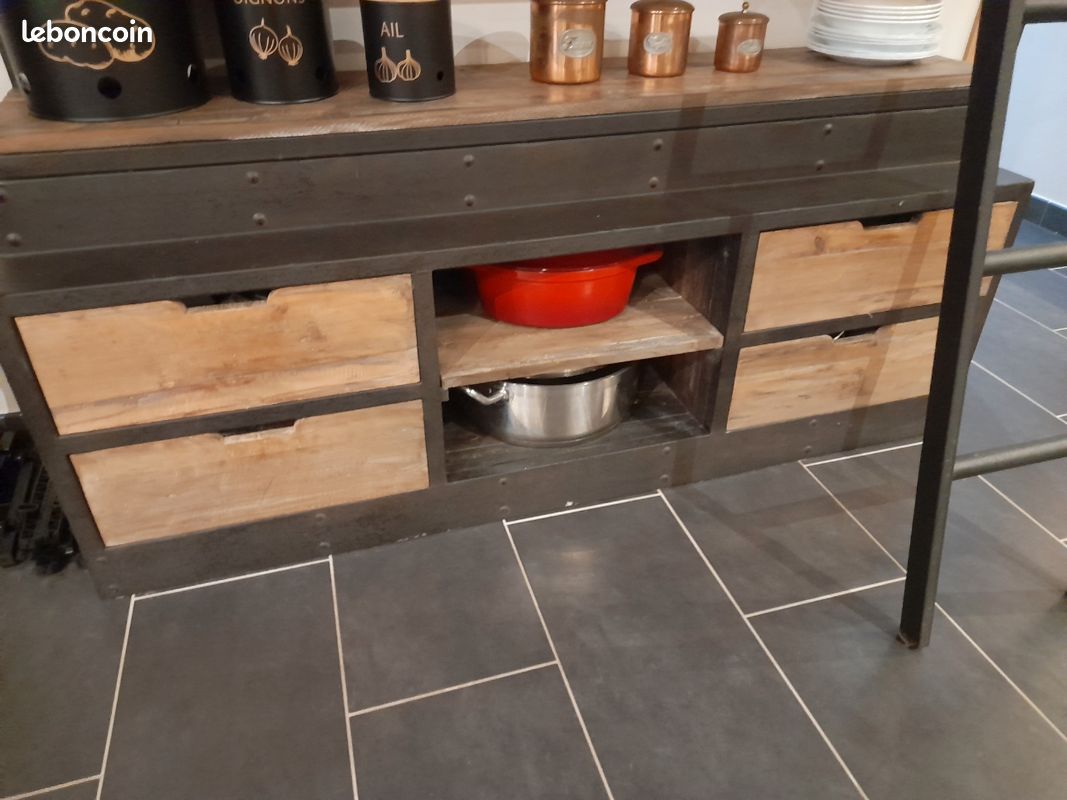 Meuble étagère bois et acier (image 2)
