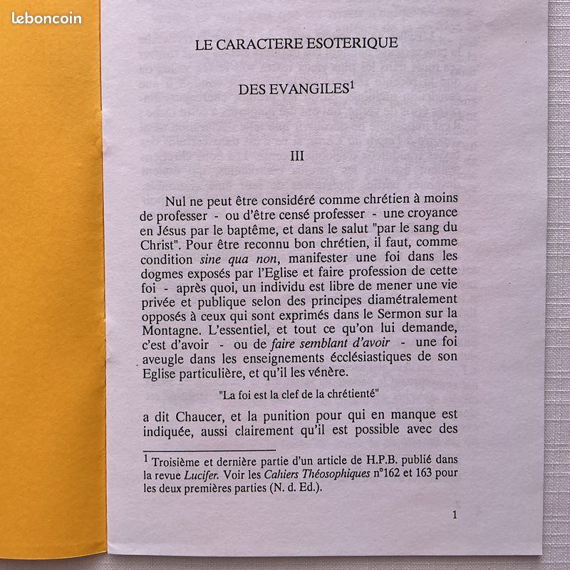 Le caractère ésotérique des Évangiles. H.P. Blavatsky. Les Cahiers Théosophiques N°162, 163 et 164 (image 7)