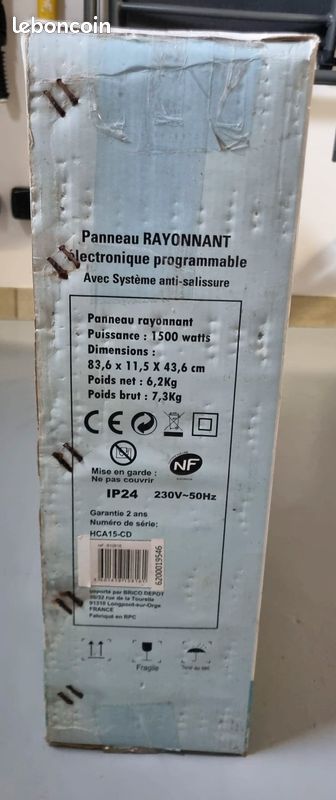 2 Radiateurs électriques Rayonnant 1500watts NEUFS (image 3)