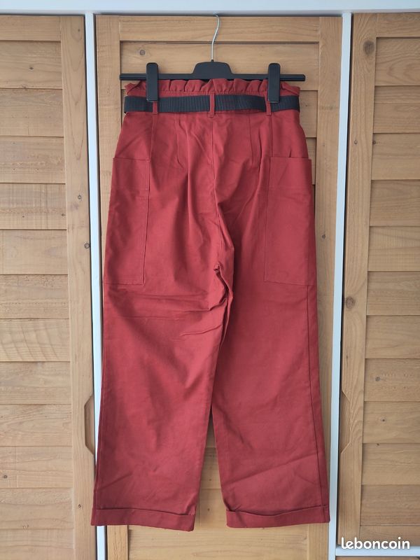 Pantalon large femme Zara taille haute – terracotta – M (38