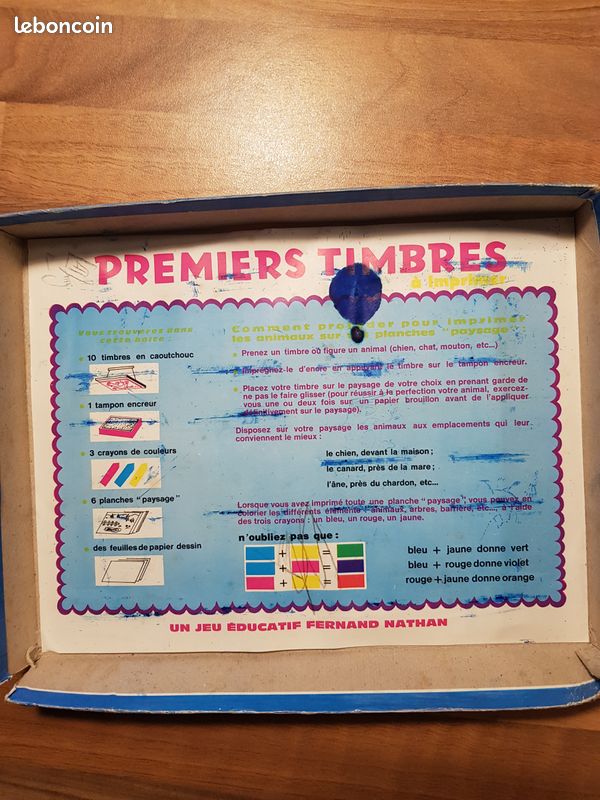 Ancien jeu Fernand Nathan premiers timbres à imprimer Vintage (image 3)