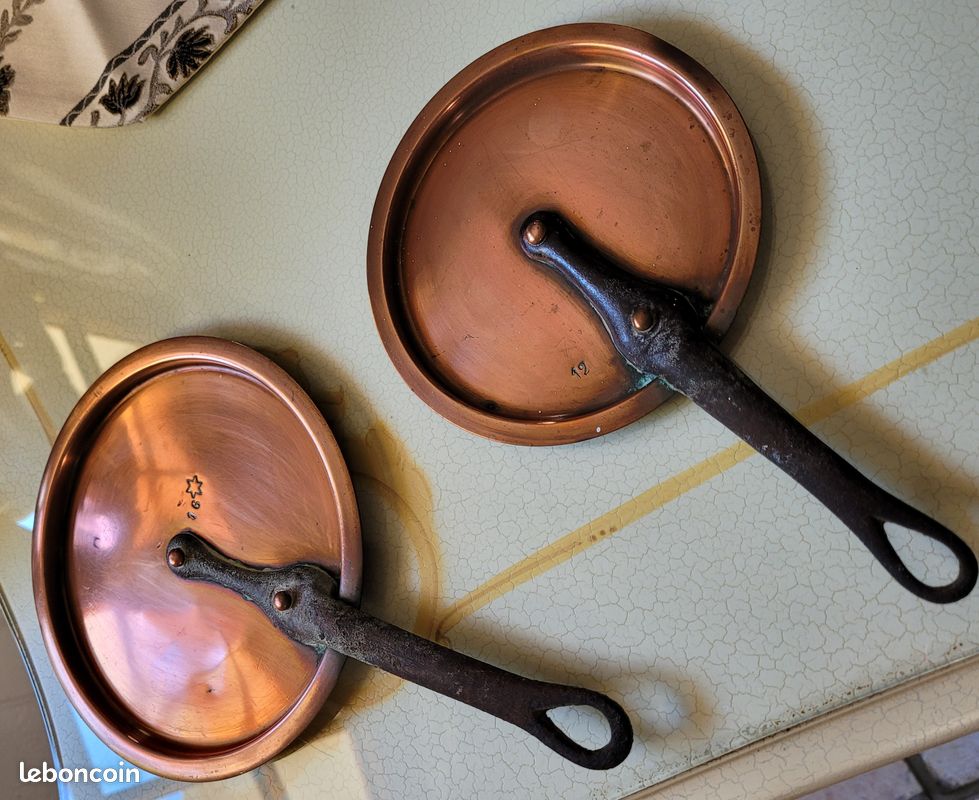 CREARTISTIC Couvercle Rond En Cuivre Pur 24 Cm - Fabriqué Main En Italie Avec Poignée Laiton Pour Casseroles Cuivre Intérieur 23,4 Cm