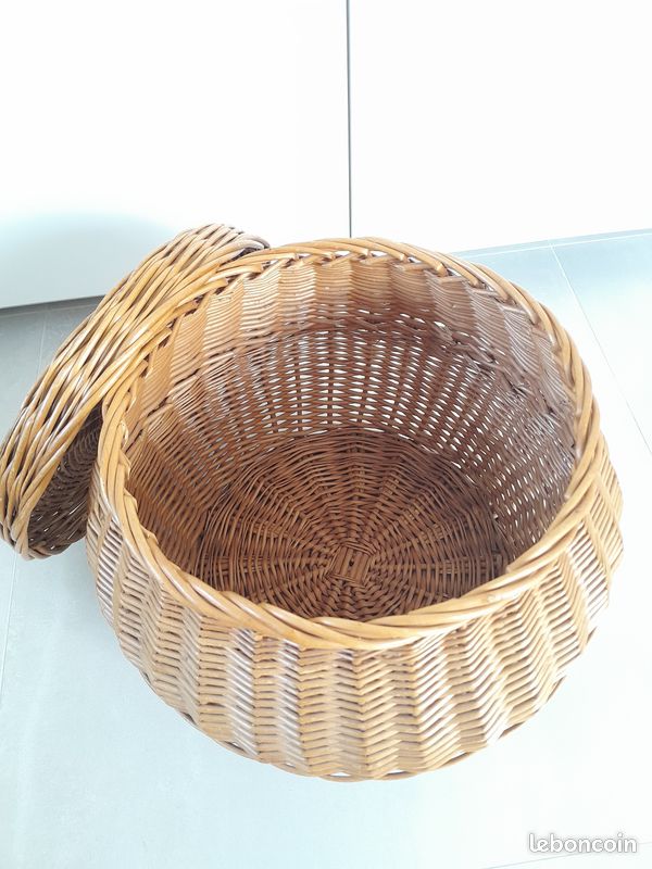 ANCIEN PANIER RANGEMENT a fleur ? vintage osier rotin EUR 9,00