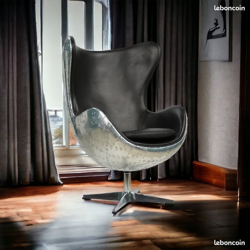 Fauteuil Aviateur pivotant en cuir - Livraison Offerte (image 1)