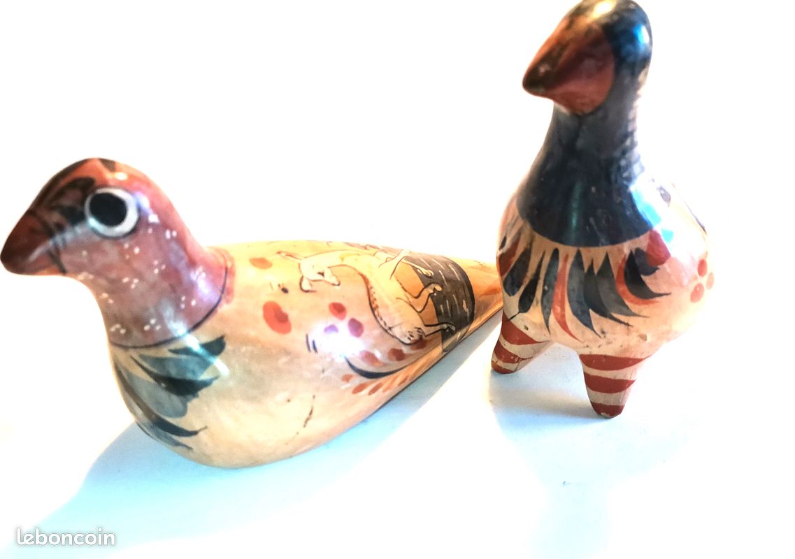 2 Pigeons céramique Mexique Tonalá d’Art traditionnel populaire (image 1)