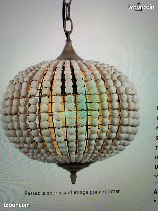 Lampe suspension perles bois (image 5)