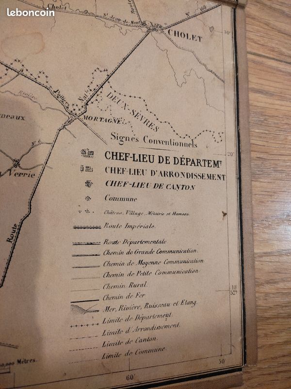 Carte ancienne entoilée de la LOIRE INFÉRIEURE - 1876 - F J PINSON (image 3)