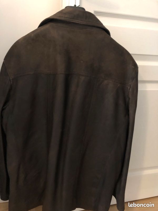 Veste cuir marron homme en tbe (image 2)