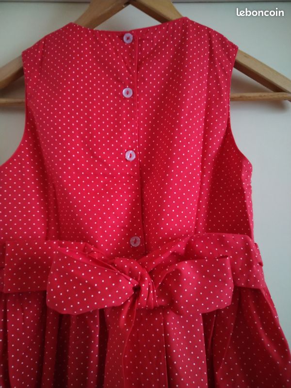 Robe Fille 10 Ans Coton Smock Brodé Main – Fleurs Madagascar, évasée Genoux