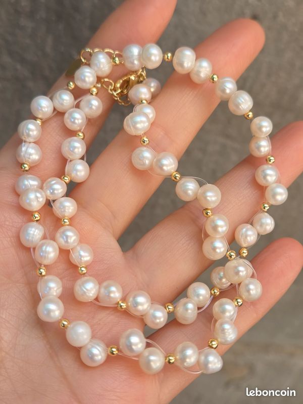 Collier De Perles D'eau Douce 9-10mm - Longueur 45cm - Neuf Sans Emballage