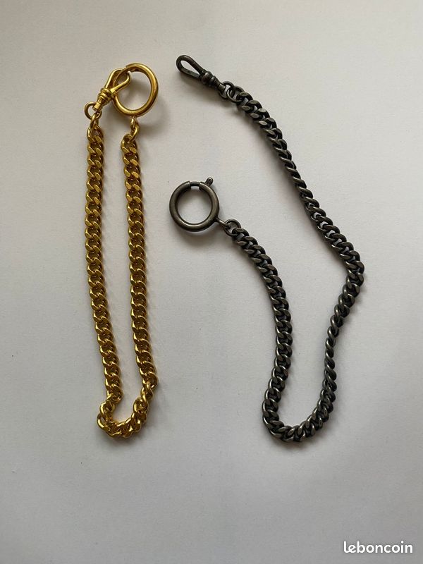 Chaine De Montre à Gousset En Acier - Belle Pièce Vintage - Occasion