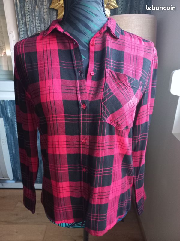 Manches Longues Chemises Bleues Chemise A Carreaux Rouge Et Noir