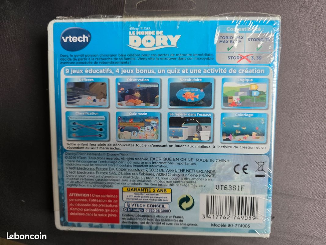 VTech Jeu HD Storio - Le Monde De Dory - 8 Jeux Éducatifs Pour Enfants 3-7 Ans