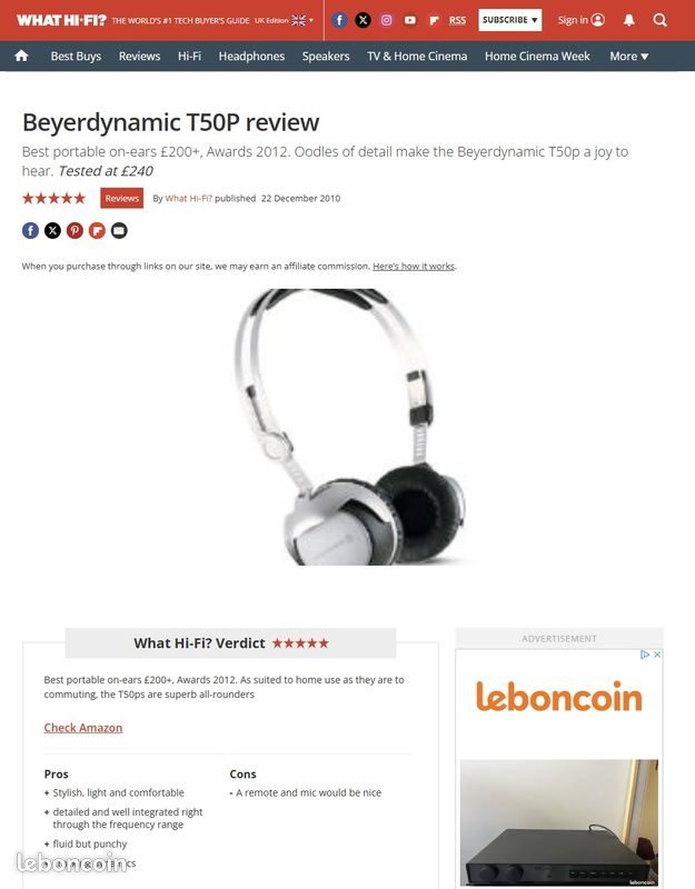 The Awesome Beyerdynamic T50P legendary reference headphone Tesla