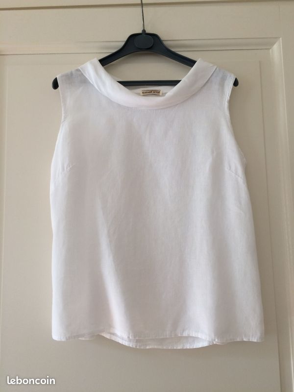 Haut en lin blanc (image 1)