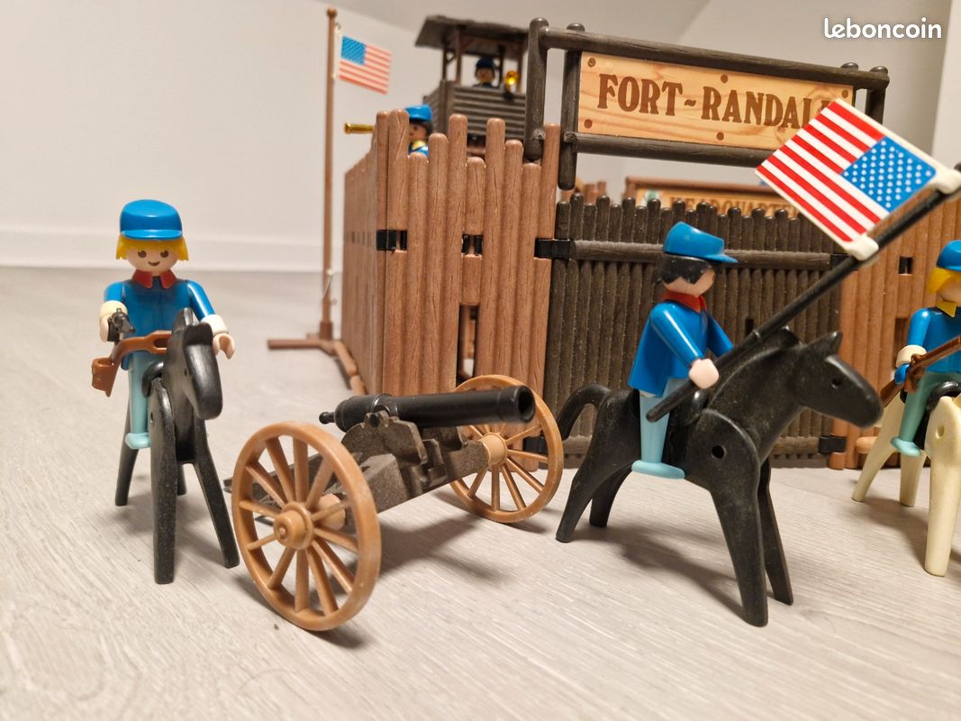 Playmobil Vintage Fort Western - Soldats Nordistes, Chariot, Chevaux - Lot Mixte