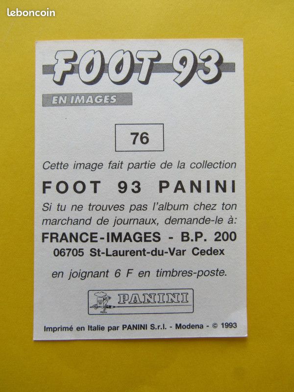 N°121 ERIC PEAN LILLE LOSC VIGNETTE PANINI FOOTBALL 86 STICKER 1986