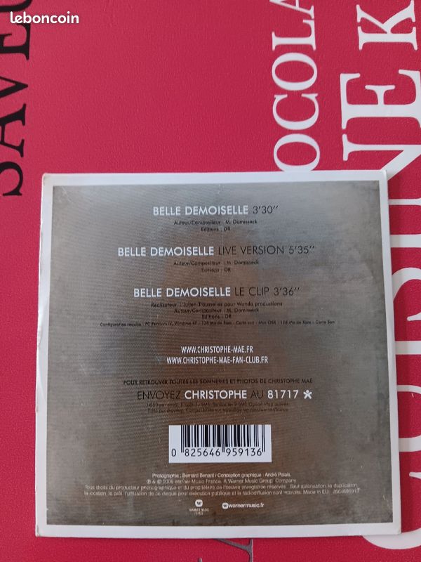 Pochette carton CD Christophe Maé Belle demoiselle (image 2)