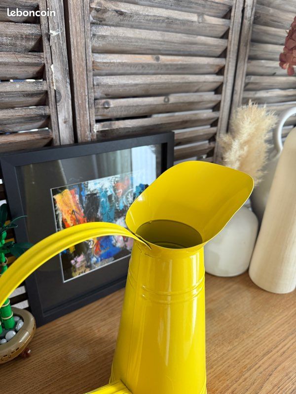 Broc à eau galvanisé jaune vintage 30x15.5x34cm (image 6)