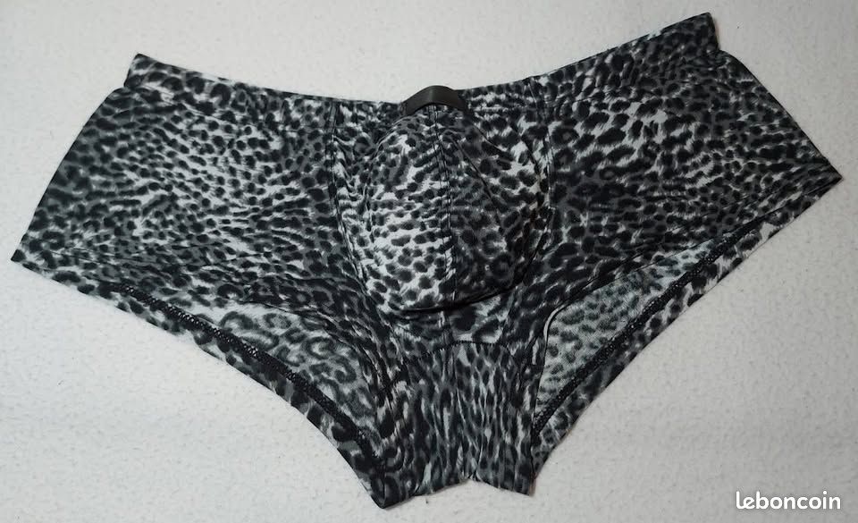 Xuba 2 Boxers Homme Fantaisie Coupe Shorty Gris Feuillage Léopard & Gris Imprimé Léopard Taille M (image 6)