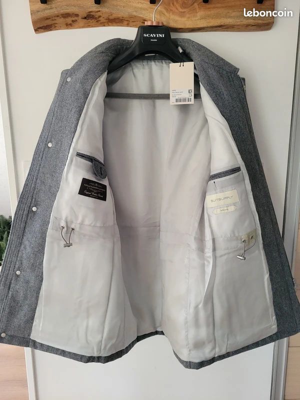 Manteau Suit Supply gris 100% laine, Taille 44 (S), Neuf avec étiquette (image 2)
