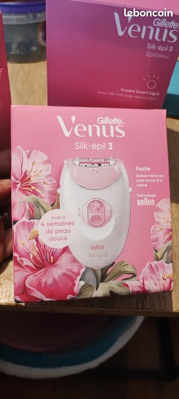 Épilateur électrique Gillette Venus Braun Silk-epil 3 + Rasoir Pro Confort Glide - Neuf Rose