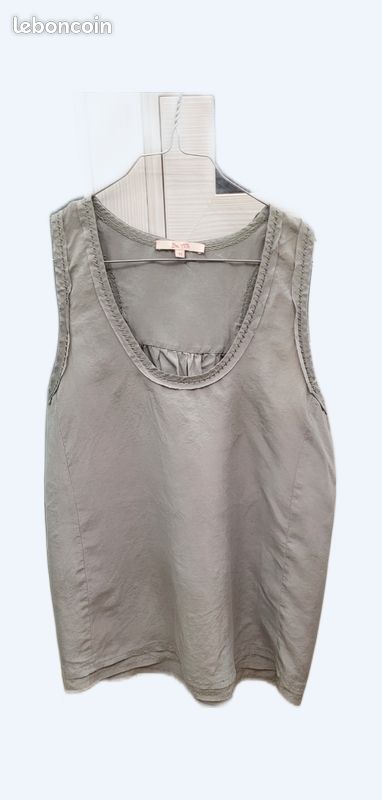 Top En Soie 100% Bel Air Taille 2 Rose Floral - Dos Nu - Neuf Avec étiquettes