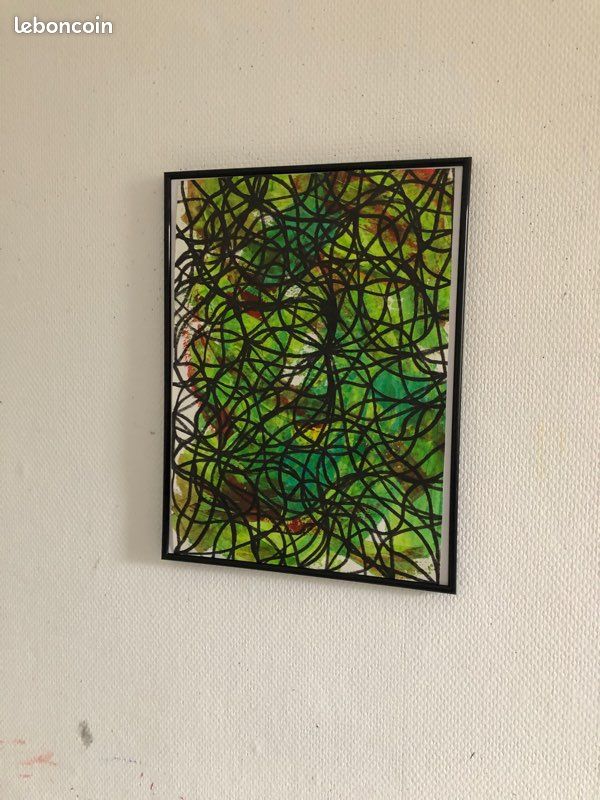 Tableau art abstrait A3 peinture, végétale (image 2)