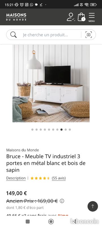 Meuble tv industriel Bruce maison du monde (image 4)