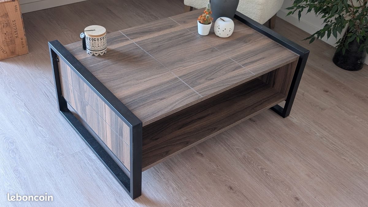 Table basse bois et metal (image 1)