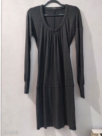 Robe De Soirée Sisley Taille M - Noir Avec Détails Argentés, Longueur Genoux, Occasion Très Bon État