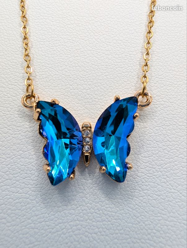 Collier papillon en verre et acier inoxydable (image 8)