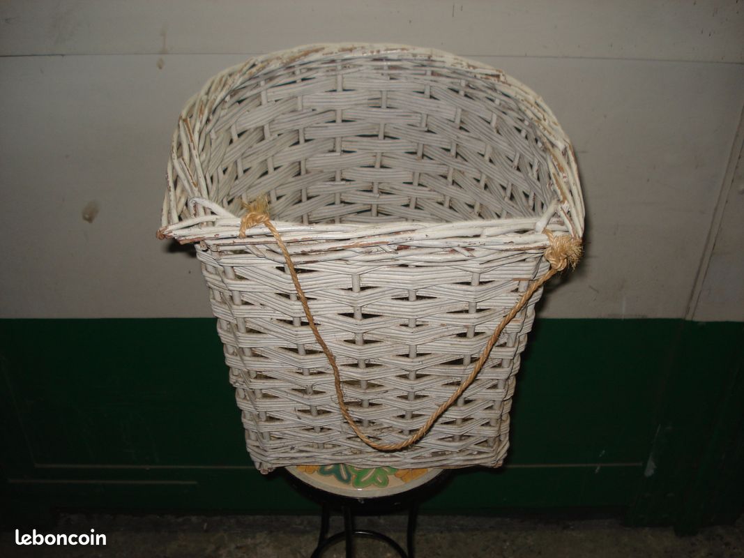 Panier vintage osier blanc (image 4)
