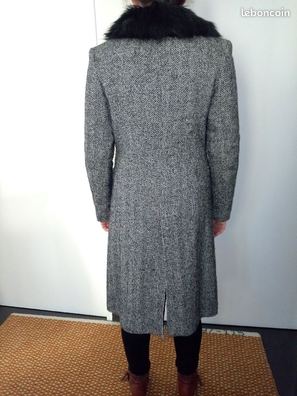 Manteau 95% laine col fausse fourrure T.38 (image 2)