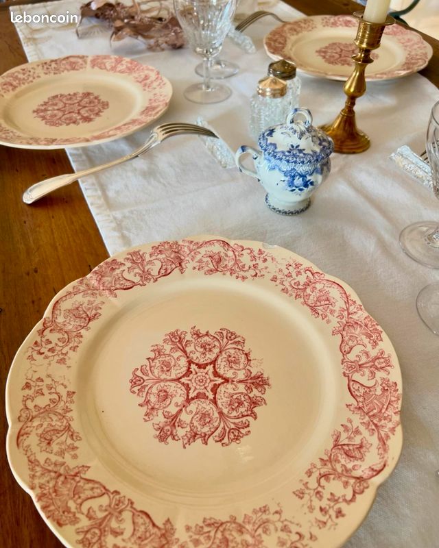 4 superbes assiettes plates anciennes - Bella Longchamp (image 4)