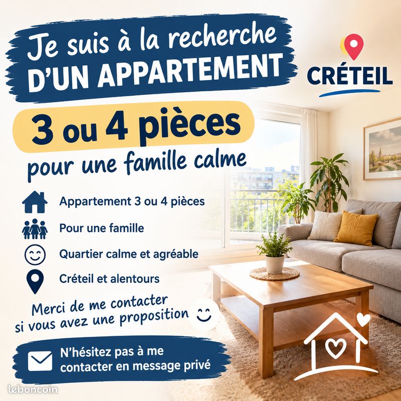 Appartement 4 pièces 70 m² · à Créteil · 70 m² · 1 500 €/mois