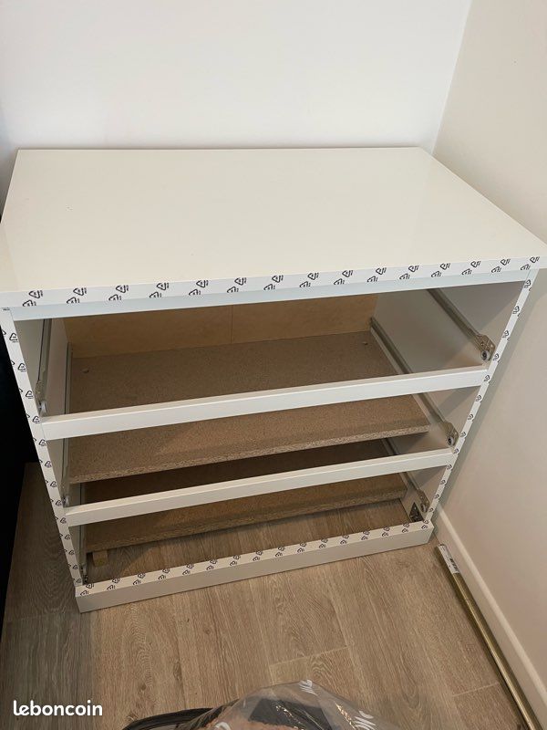 Commode IKEA blanc braillant MALM 3 tiroirs 80x78 cm (image 3)