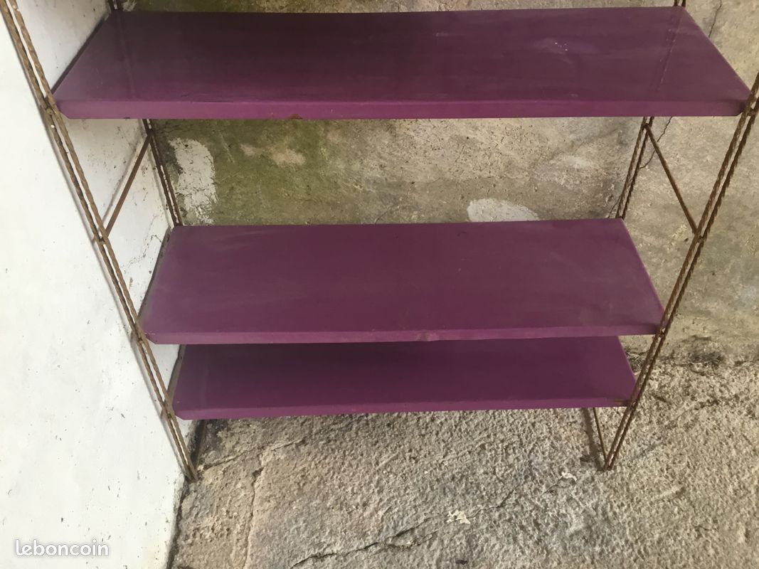 Étagère string en metal - 4 étagères violettes - vintage 1960 (image 5)