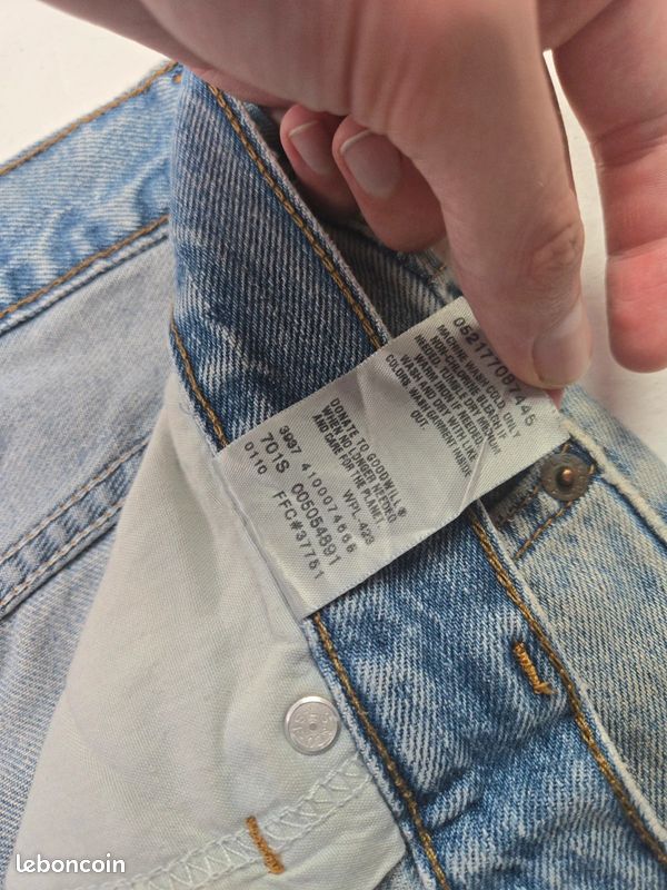 Jean Levi's 505 bleu taille W34 coupe droite vintage dirty thrashed (T287) (image 10)