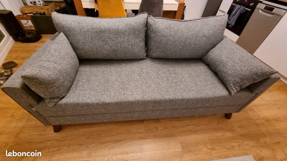 Canapé 3 places type scandinave gris (image 2)
