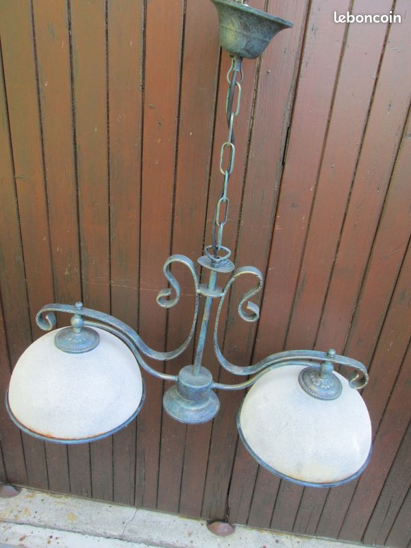 LUSTRE PLAFONNIER SUSPENSION DOUBLE VASQUES chaîne longue (image 1)