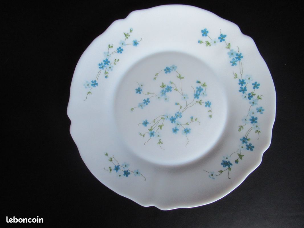 4 COQUETIERS VINTAGE EN ARCOPAL DECOR MYOSOTIS