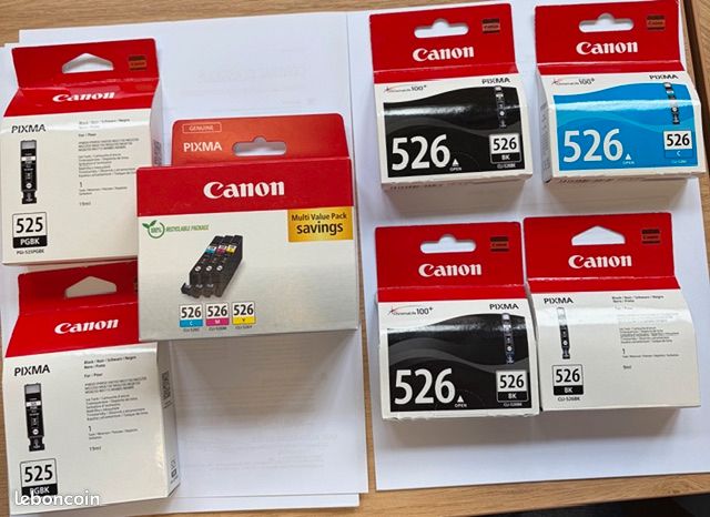 Lot De 10 Cartouches Compatibles Canon Série 525/526 XL - Cyan, Jet D'encre